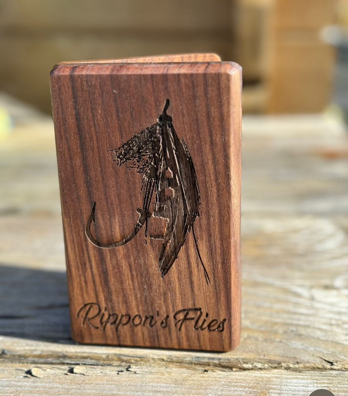 engraved fly fishing box Blank Walnut Fishing Fly Box for Laser Engraving – Ivy Cottage Customs